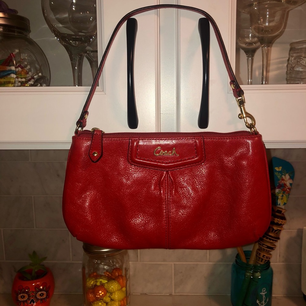 Coach Baguette/Wristlet in Red Leather